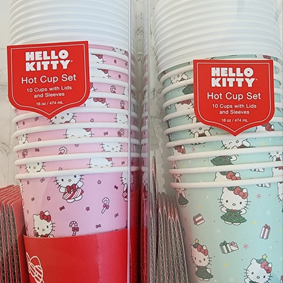 Hello Kitty Other - Hello Kitty 2 Set Papper Hot coffe & tea CUP SET BUNDLE Christma LIMITED EDITION
